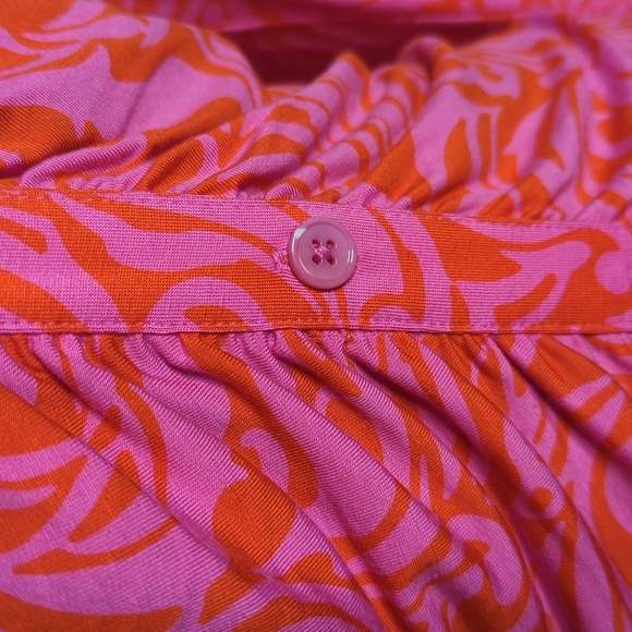 NEW Sanctuary Daydream Knit Stretch Button Front Shirt Dress Pink Orange Print L - Picture 6 of 13